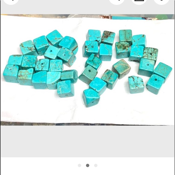 Lot 35 Turquoise Square Beads Chunky Jewelry Making Crafts Bracelet Necklace etc - Picture 2 of 2